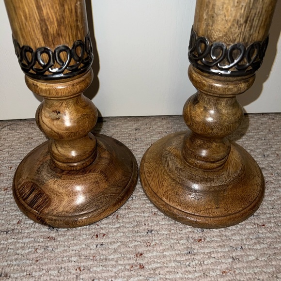 Pier 1 Wood And Iron Candle Sticks - Picture 6 of 7